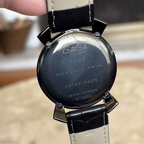 GaGa MILANO Manuale Thin 46mm 5092 Black Dial Quartz Analog Watch - Picture 4 of 10